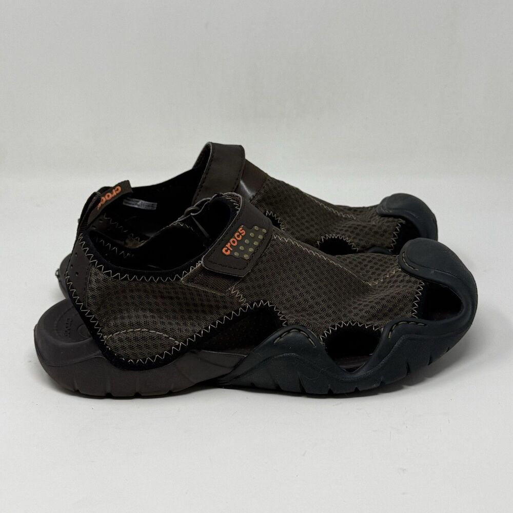 Crocs Swiftwater Mesh Deck Sandals Shoes Mens 10 Brown Fisherman Water Comfort